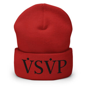 Alternative view of VSVP (in black letters) Beanie