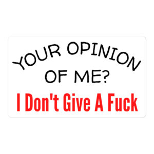 Your Opinion Of Me I Don't Give A Fuck white sticker