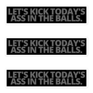 Let's Kick Today's Ass In The Balls. Gray on Black version Sticker Pack