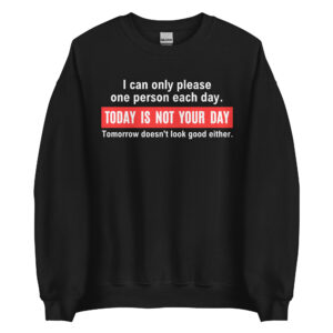 I Can Only Please One Person Each Day Today Is Not Your Day Tomorrow Doesn’t Look Good Either Sweatshirt
