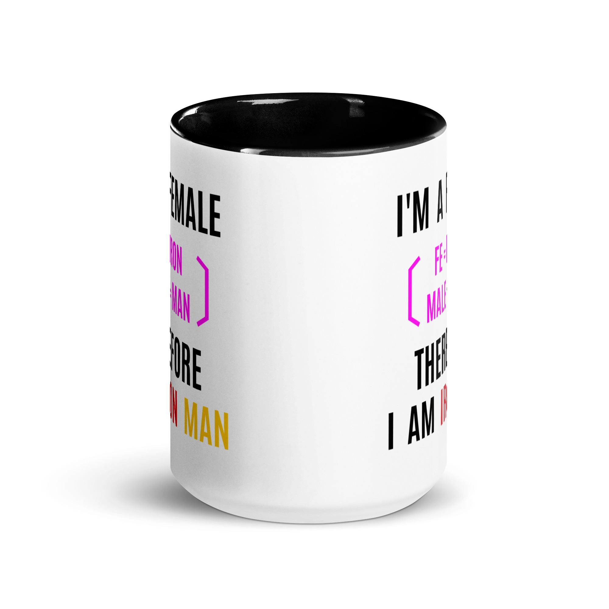 Female Iron Man (fe=iron, male=man) Mug with Color Inside - Image 5