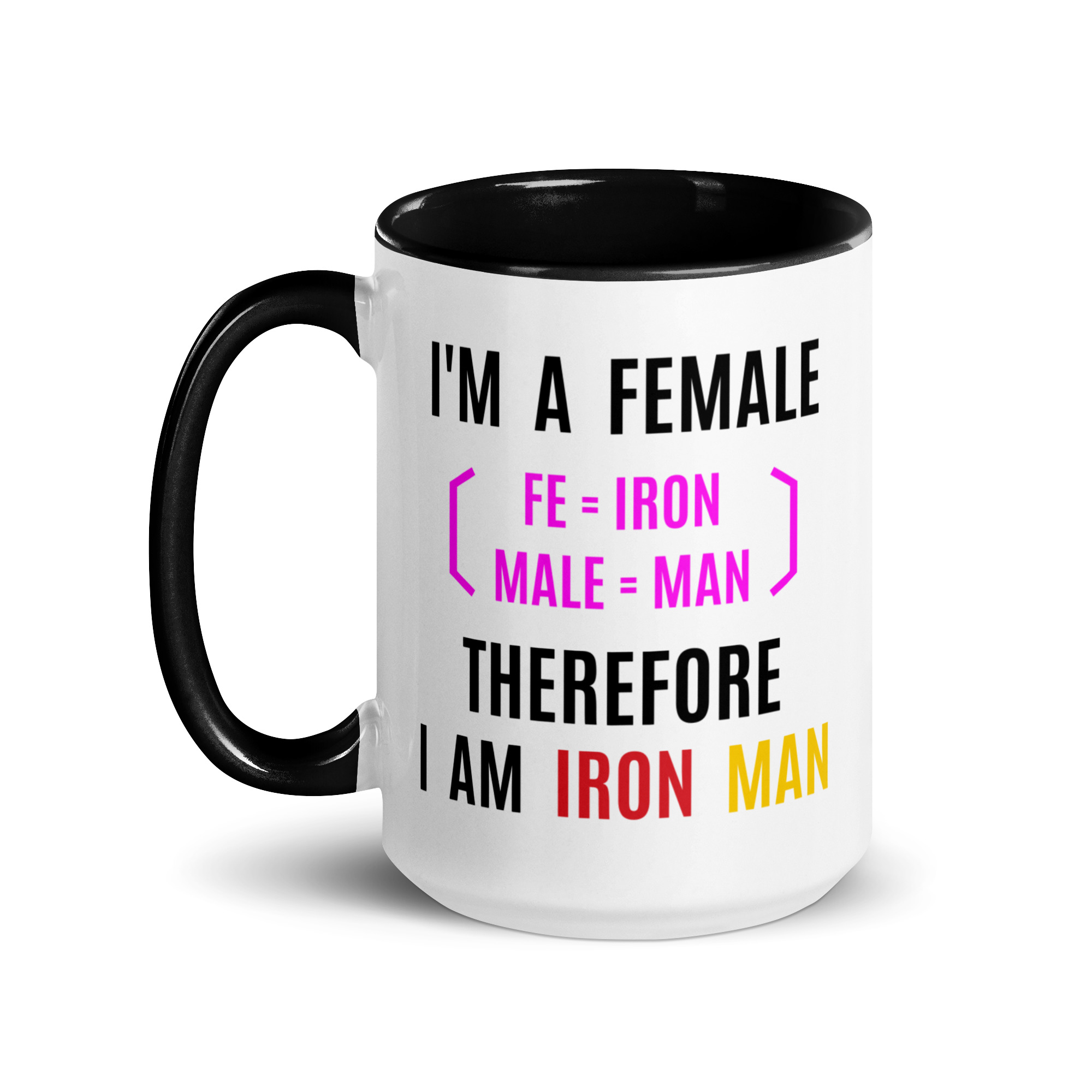 Female Iron Man (fe=iron, male=man) Mug with Color Inside - Image 6