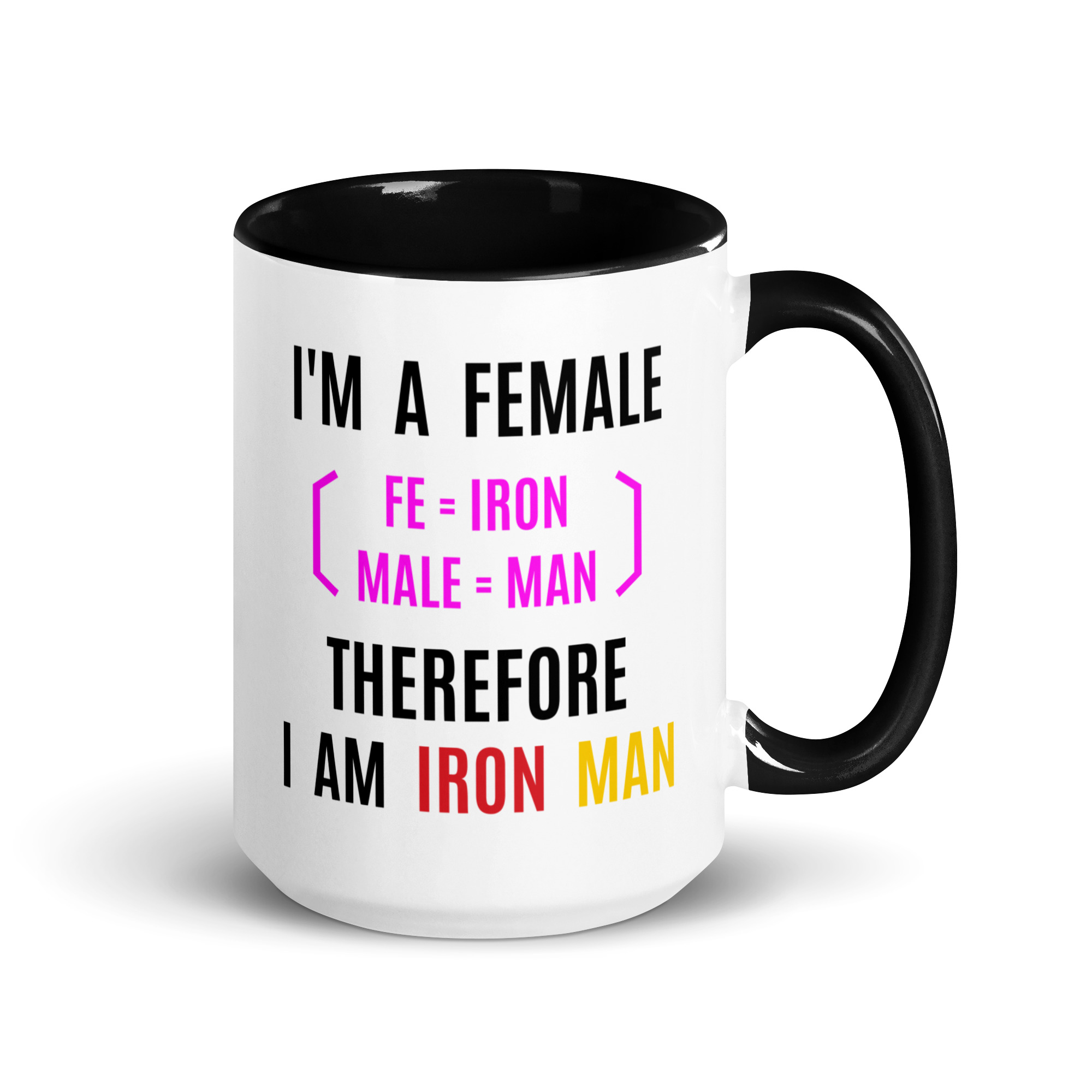 Female Iron Man (fe=iron, male=man) Mug with Color Inside - Image 4