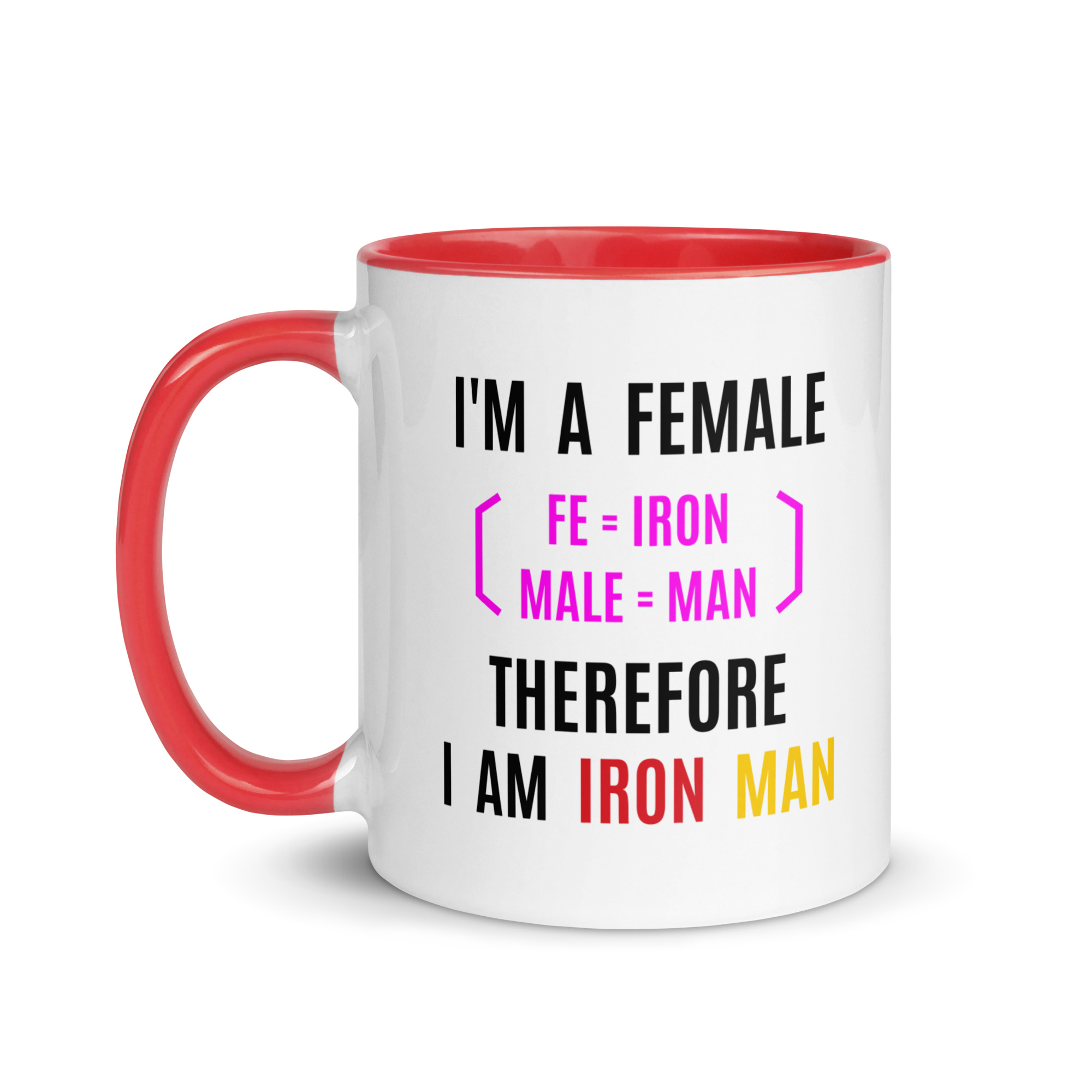 Female Iron Man (fe=iron, male=man) Mug with Color Inside - Image 9