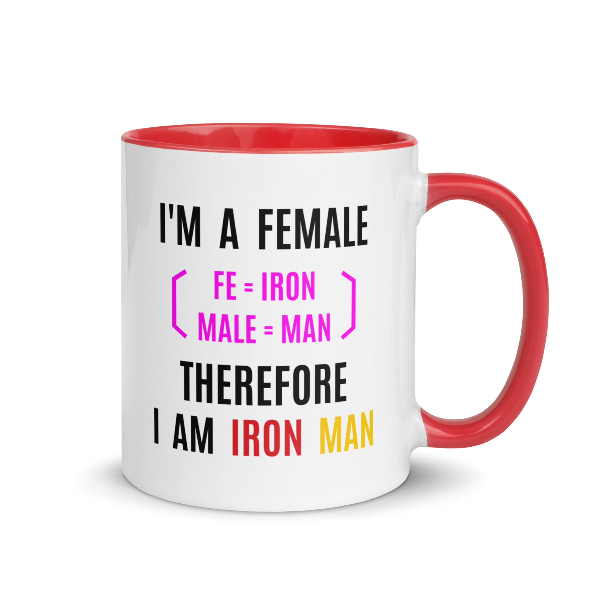 Female Iron Man (fe=iron, male=man) Mug with Color Inside - Image 7
