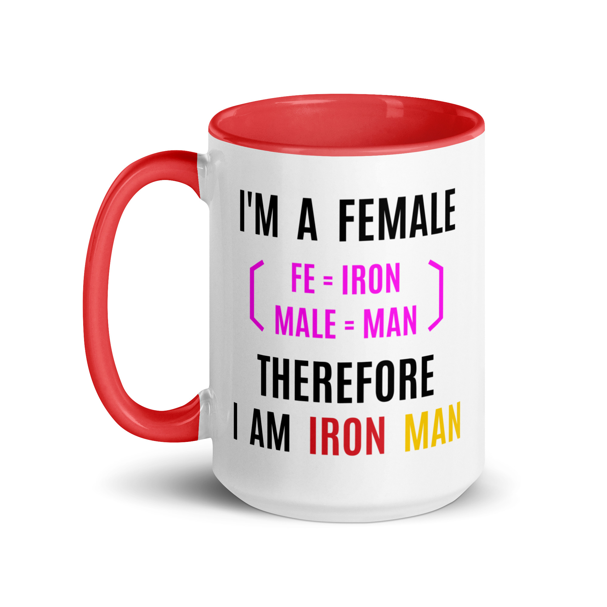 Female Iron Man (fe=iron, male=man) Mug with Color Inside - Image 12