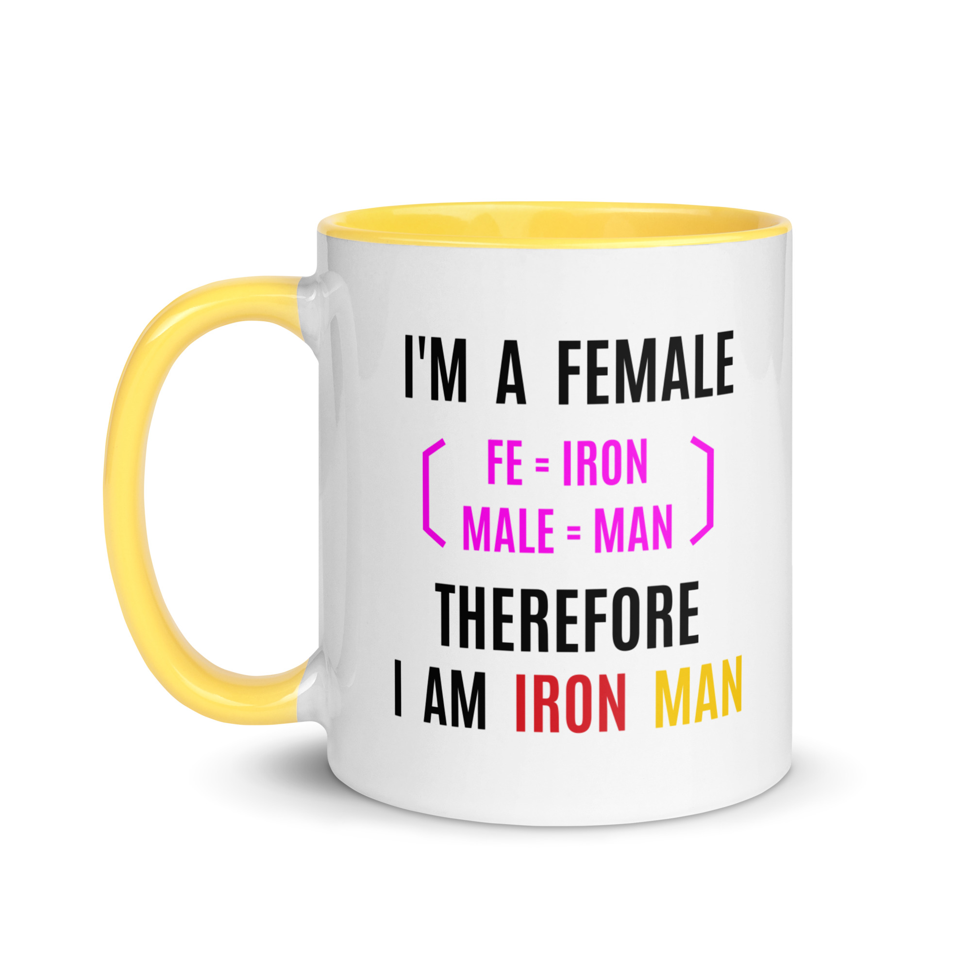 Female Iron Man (fe=iron, male=man) Mug with Color Inside - Image 15