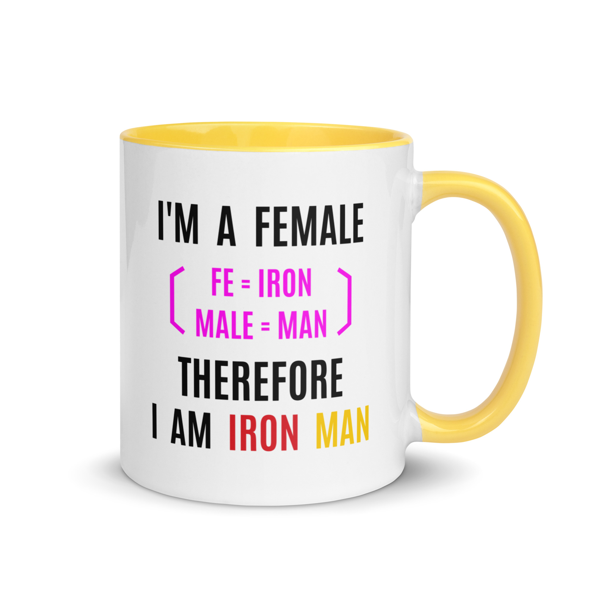 Female Iron Man (fe=iron, male=man) Mug with Color Inside - Image 13