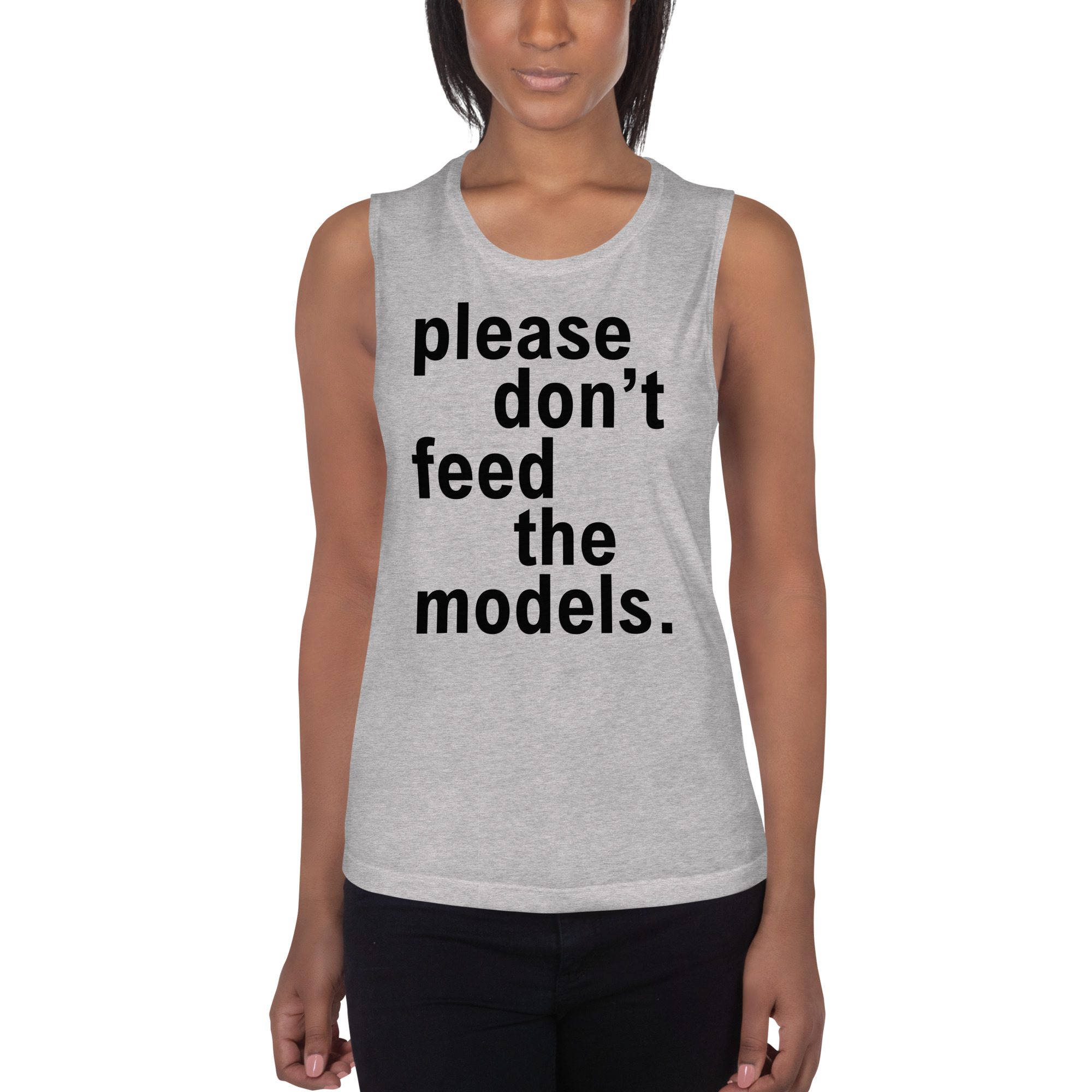 Please Don't Feed The Models Ladies’ Muscle Tank - Image 6
