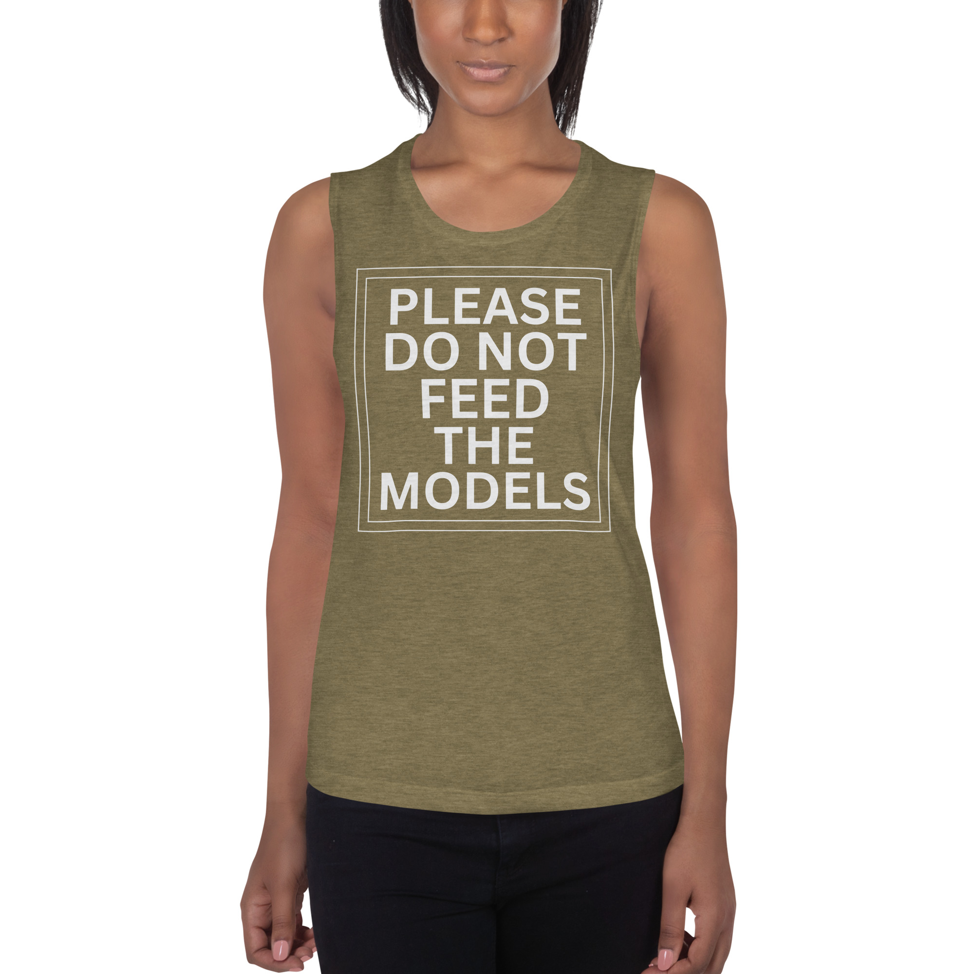 Please Do Not Feed The Models Ladies’ Muscle Tank - Image 5
