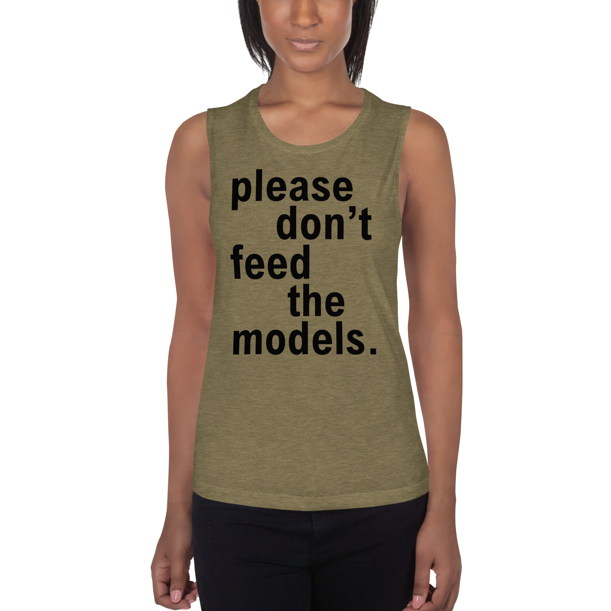 Please Don't Feed The Models Ladies’ Muscle Tank - Image 5