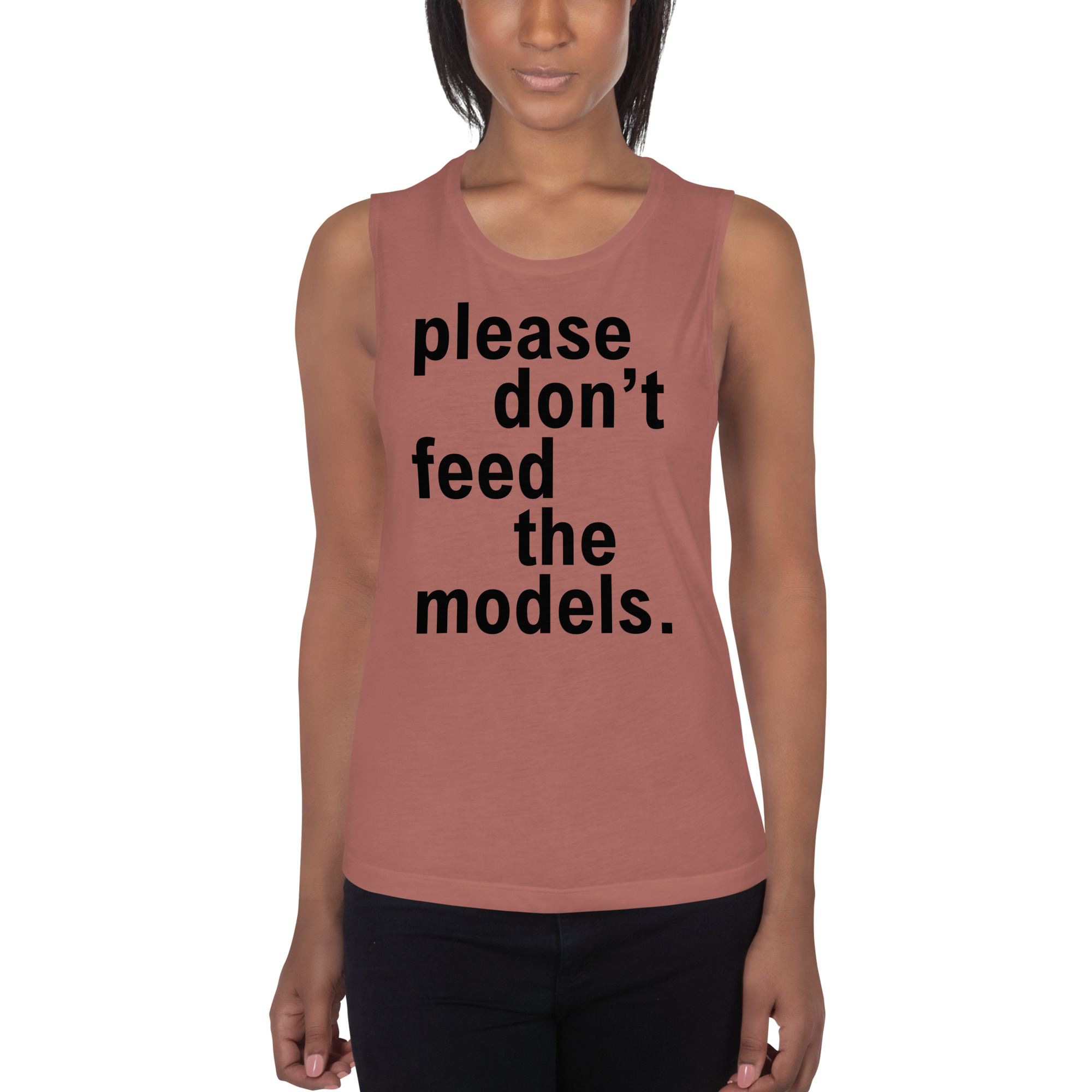 Please Don't Feed The Models Ladies’ Muscle Tank - Image 4