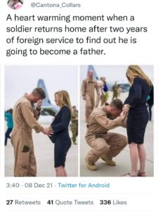 A soldier becomes a father after 2 years of foreign service