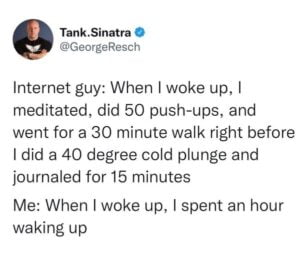 Internet gurus morning routine meme