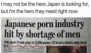 Japanese male porn actors shortage