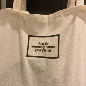 Plastic seriously harms your planet tote bag