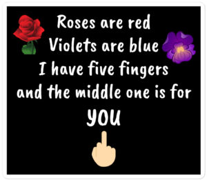 Roses Are Red Violets Are Blue I Have Five Fingers And The Middle One Is For You