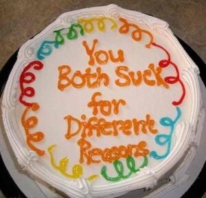 You Both Suck For Different Reasons cake