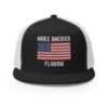 Make America Florida American Flag DeSantis 2024 Flat Brim Trucker Cap (Embroidered)
