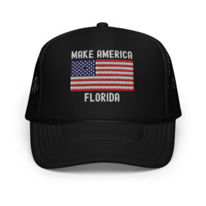 Make America Florida American Flag DeSantis 2024 trucker hat (Embroidered)
