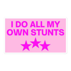 Y2K I Do All My Own Stunts Pink Sticker