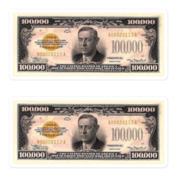 One Hundred Thousand Dollar Bill (US$100,000) Sticker Pack
