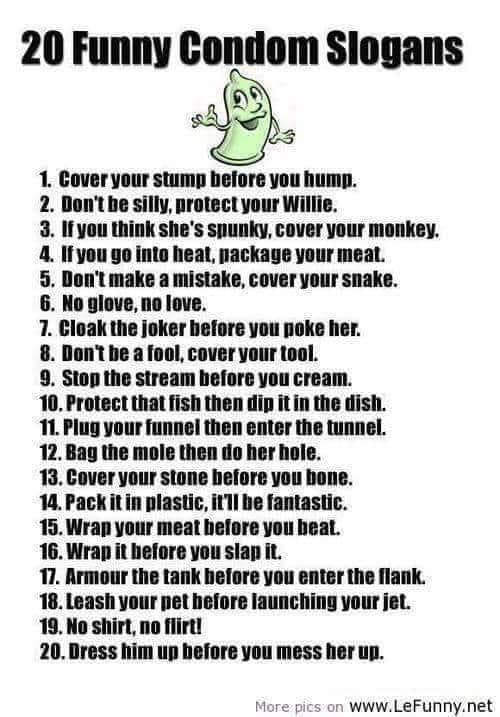 20 Funny Condom Slogans