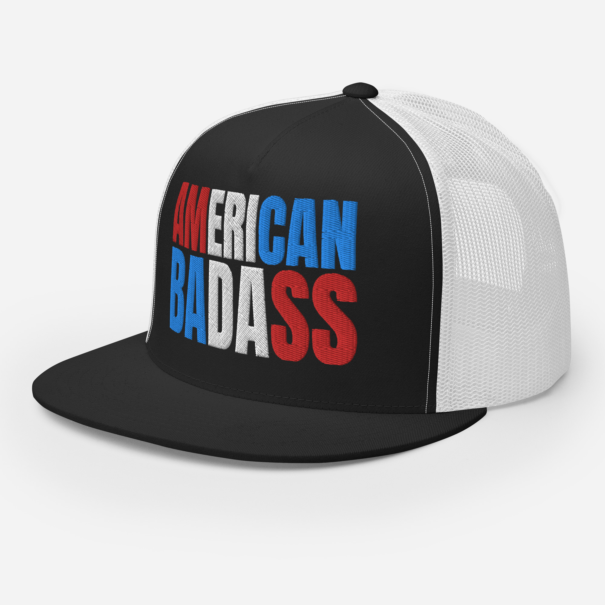 Kid Rock AMERICAN BADASS (Red, White & Blue patriotic version) Embroidered Trucker Cap - Image 2
