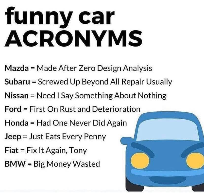 Funny Car Name Acronyms