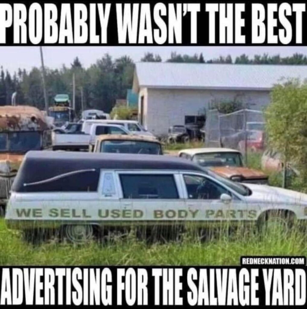 Hearse meme We Sell Used Body Parts