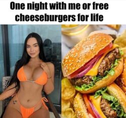 One Night With Her or Free Cheeseburgers For Life