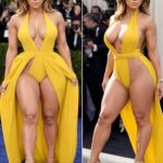 Perfect Body Jennifer Lopez at 54. Yellow dress.