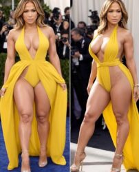Perfect Body Jennifer Lopez at 54. Yellow dress.