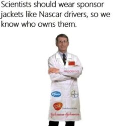 Scientists sponsor jackets like Nascar drivers