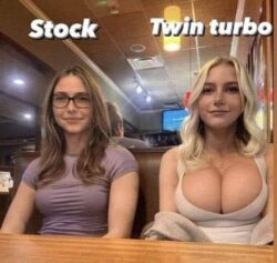 Stock vs Twin Turbo boobs meme