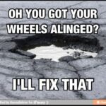 broken road misaligned wheels