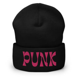 PUNK (in bold pink letters) Embroidered Beanie