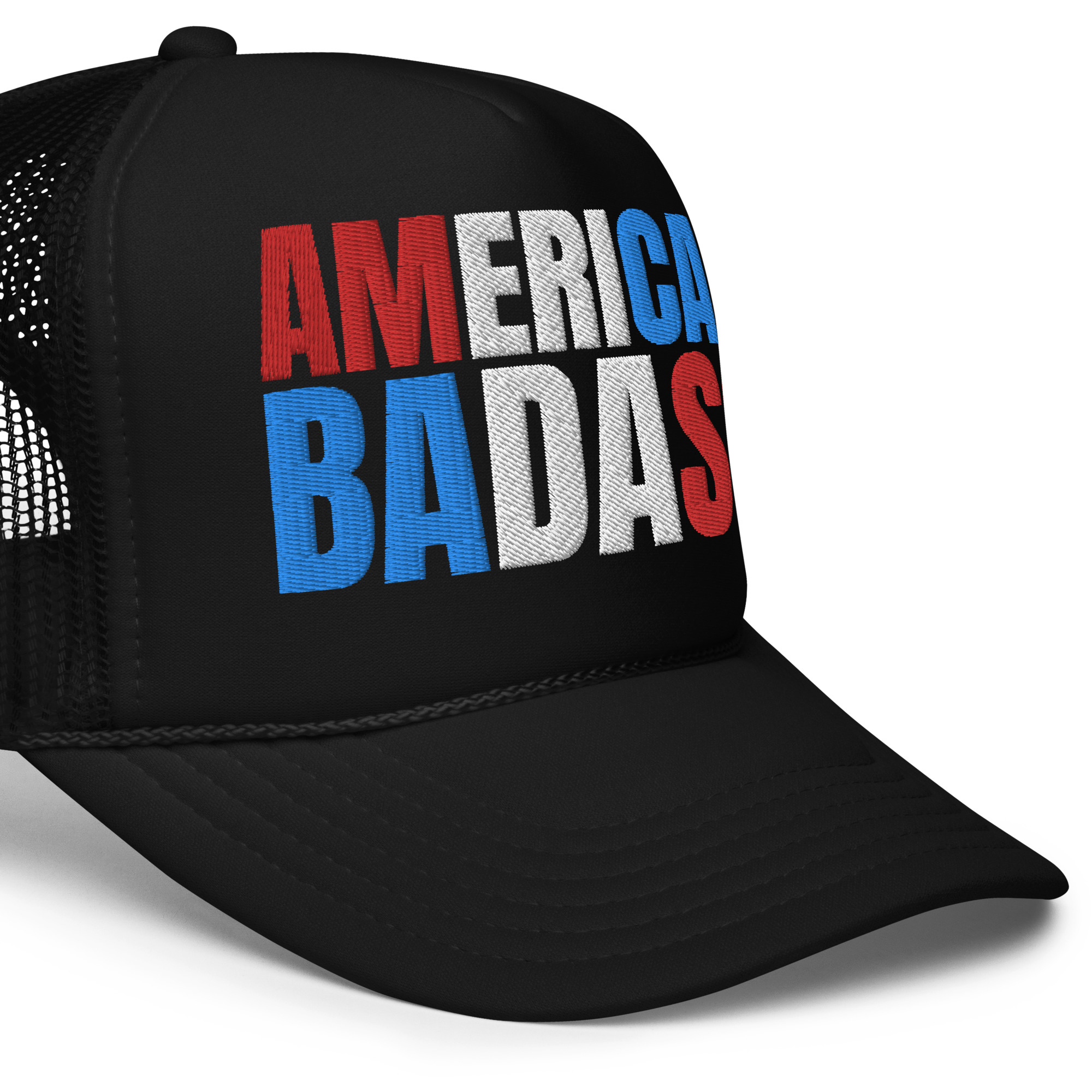 Kid Rock AMERICAN BADASS (Red, White & Blue patriotic version) Embroidered Trucker Hat - Image 2