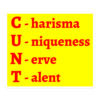 CUNT Charisma Uniqueness Nerve Talent sticker (yellow & red)
