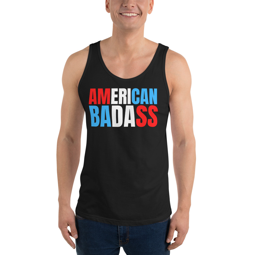Kid Rock AMERICAN BADASS (Red, White & Blue patriotic version) Tank Top - Image 2