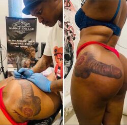 A Giant Cock Tattoo On Her Big Booty