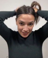 AOC Tying Her Hair for blowjob