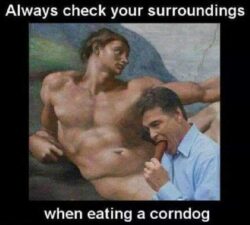 Always Check Your Surrounding When Eating A Corndog