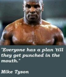 Everyone has a plan till they get punched in the mouth - Mike Tyson