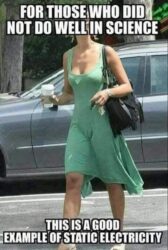 For those who did not do well in science this is a good example of static electricity (camel toe and nipples)