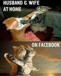 Husband & Wife At Home vs on Facebook