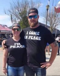 I Come In Peace & I'm Peace matching couple T-Shirts