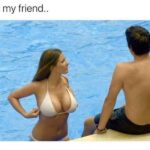 I will not look at her tits because she is my friend said no man ever - Lucy Pinder bikini boobs meme