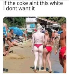 If The Coke Aint This White I Dont Want It (pasty white girl at the beach meme)