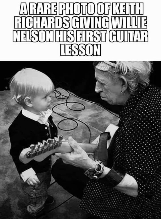 Keith Richards Giving Willie Nelson His First Guitar Lesson